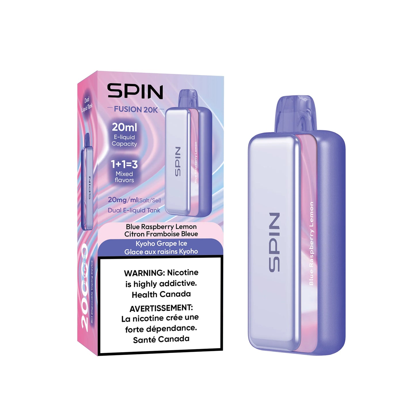 Spin Fusion 20K - Blue Raspberry Lemon and Kyoho Grape Ice