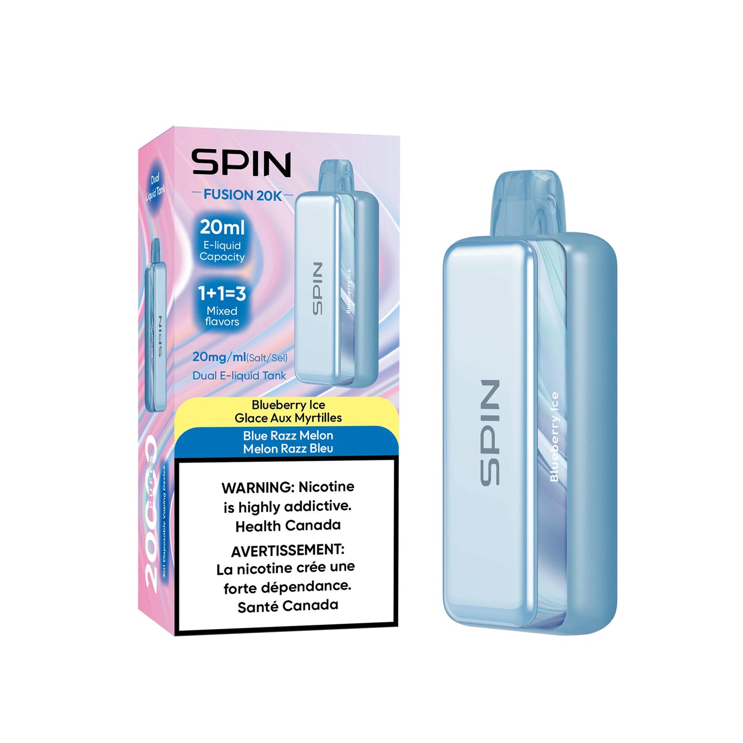 Spin Fusion 20K - Bleuets glacés et melon bleu Razz