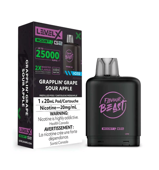 Flavour Beast Level X Boost G2 25k - Grapplin' Grape Sour Apple Iced