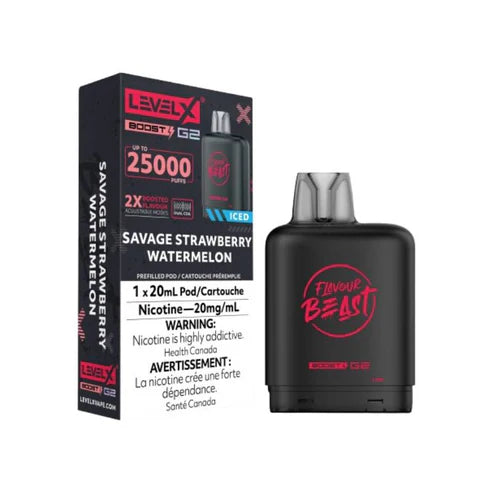 Flavour Beast Level X Boost G2 25k - Savage Strawberry Watermelon Iced