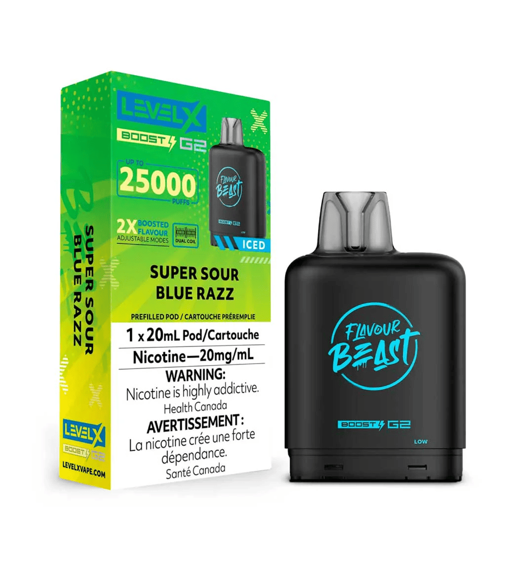 Flavour Beast Level X Boost G2 25k - Super Sour Blue Razz Iced